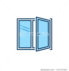 House Open Window Vector Concept Blue