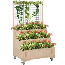 3 Tier Wood Raised Garden Bed With
