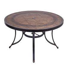 Faux Wood Top Outdoor Dining Table