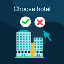 Choose Hotel Flat Concept Vector Icon