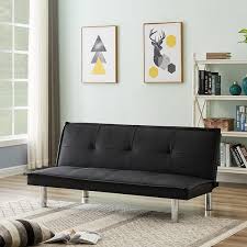 Godeer Black Pu Leather Sofa Bed Couch