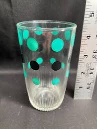 Black Polka Dot Juice Glass Hazel Atlas