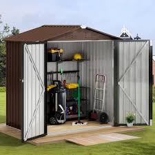 Outdoor Storage Shed 6 Ft W X 4 Ft D Heavy Duty Metal Tool Sheds Storage House With Lockable Door 24 Sq Ft
