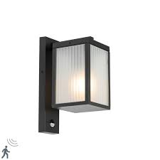 Outdoor Wall Lantern Black With Ribbed