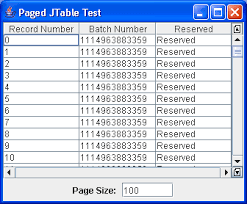 paging or pagable jtable table model
