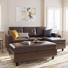 Honbay Leather Sectional Couch With