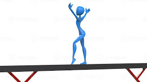 blue girl gymnast on balance beam