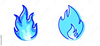 Cartoon Blue Gas Burner Flame Icon Or