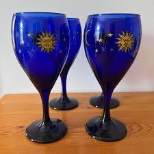 Vintage Libbey Celestial Wine Cobalt