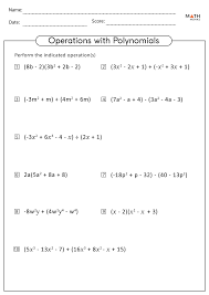 Polynomials Worksheets With Answer Key