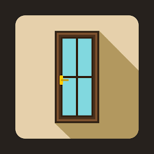 Vector Glass Door Icon In Flat Style