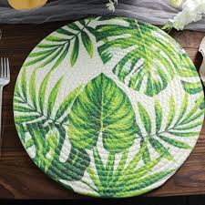 4 Pack 15 Round Table Placemats Green