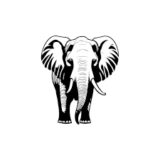 Elephant Icon Hand Draw Black Colour