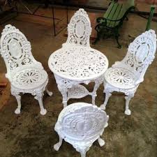 White Outdoor Cast Iron Garden Table