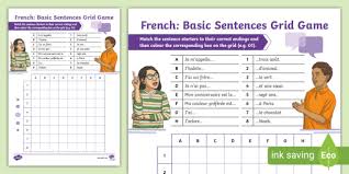 French Basic Sentences Grid Game