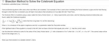 Bisection Method To Solve The Colebrook