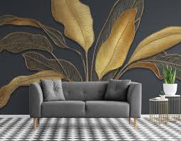 Gold Leaf Fl Wallpaper Flower Wall