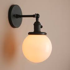 1 Light Wall Sconce With White Globe