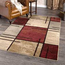 Gardens Spice Grid Area Rug Red