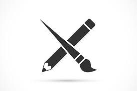 Crossed Pencil With Paint Brush Icon