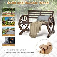 Wood Outdoor Bench Armrests Rustic