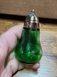 Antique Emerald Green Glass Salt Pepper