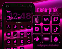 App Icons Neon Pink Black Pink