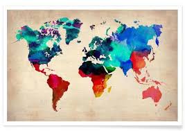 New World Map Colourful Poster Juniqe