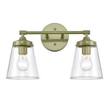 1 Light Wall Sconce In Olive Green With Clear Glass