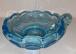 Fostoria Vtg Blue Glass Dish 1887
