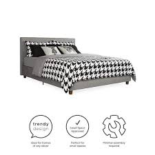 Dhp Grey Linen Queen Upholstered Bed In Gray De86539