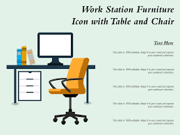 Work Station Furniture Icon With Table