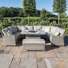 Buy Rattan Set With Fire Pit Tables