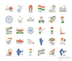 Happy India Independence Day Icon Set