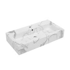 Wall Hung Bathroom Sink In White Marble