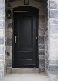 Black Entry Door With Arched Transom
