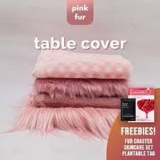 Pink Faux Fur Fabrics For Vanity Study