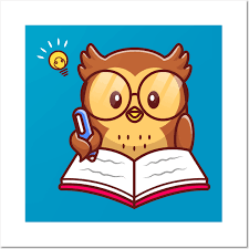 Cute Owl Writing On Book With Pen Owl