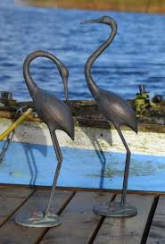 Cranes Metal Bronze Garden Ornaments