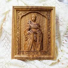 Saint Joseph Carved Wooden Icon Oak