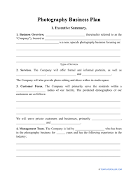 Photography Business Plan Template