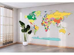 Large World Map Decal Detailed
