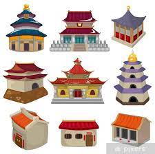 Wall Mural Cartoon Chinese House Icon