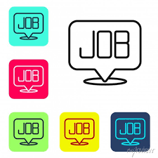 Black Line Search Job Icon Isolated On