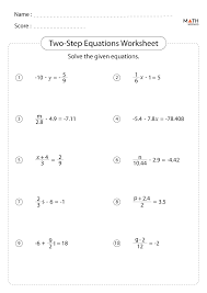 Two Step Equations Worksheets Math Monks