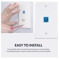 White Ethernet And Coaxial Wall Plate