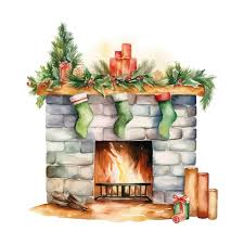Watercolor Fireplace With