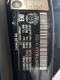 Vin Wddhf7hbxaa131552 Mercedes Benz