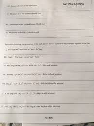 Solved Reactions Worksheet E2 Page 1 Of