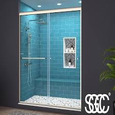 44 48 In W X 70 In H Sliding Framed Shower Door In Brushed Nickel With 1 4 In 6 Mm Clear Glass